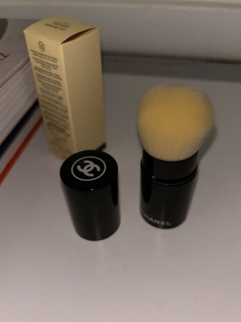 CHANEL Black Retractable Kabuki Brush with Cream Bristles